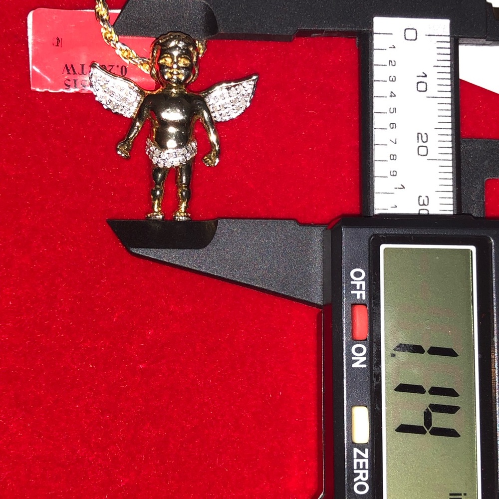 Real diamond angel pendant, not CZ not lab made, heavy angel with wing pendant